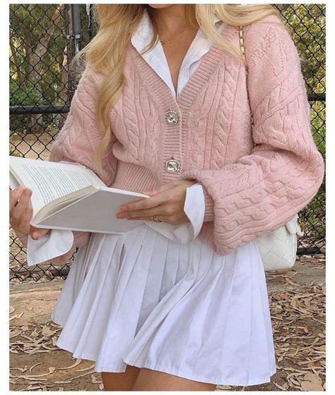 Soft Privet School Girl Pink Cardigan Aesthetic Pinkcardiganaesthetic Pinterest Outfits