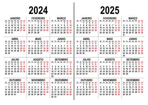 Calendário Para 2024 E 2025 Calendarios365su