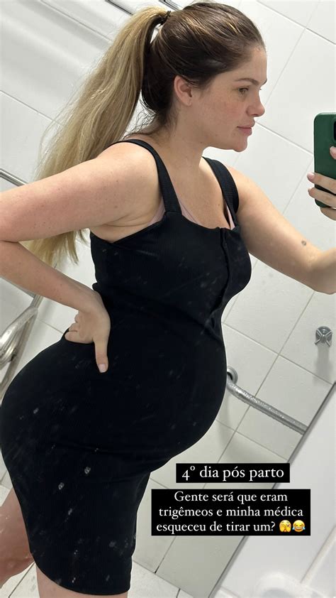 Bárbara Evans mostra barriga real após parto de gêmeos Esqueceram um