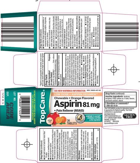 325 mg, magnesium hydroxide 75 mg, aluminum hydroxide 75 mg, buffered with calcium carbonate; Topcare Aspirin - FDA prescribing information, side ...