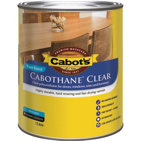 It also has a clear finish that has a lasting effect, although most of the time it is. Cabot's 1L Satin Cabothane Water Based Polyurethane Varnish