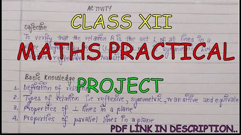 Class 12 Maths Practical Project Mathematics Project For Class 12