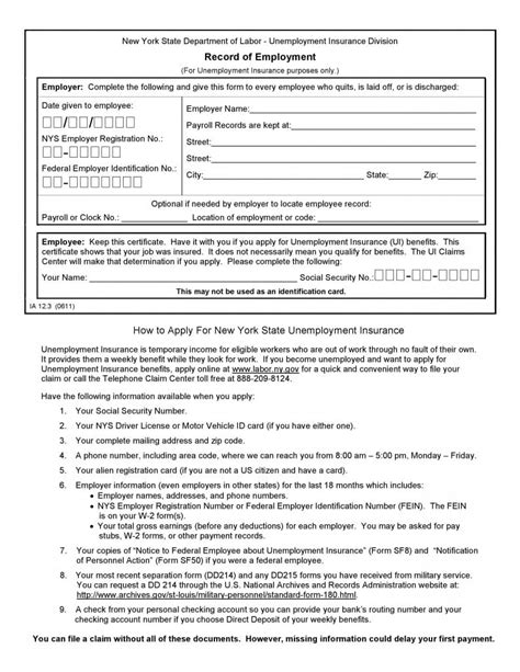 Learn more below about how to reduce costs on car insurance and the ny dmv insurance requirements for motorists. Free New York Record of Employment - IA12.3 | PDF Template | Form Download