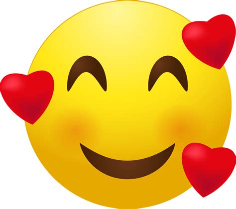 Positive Smile Emoji With Hearts PNG