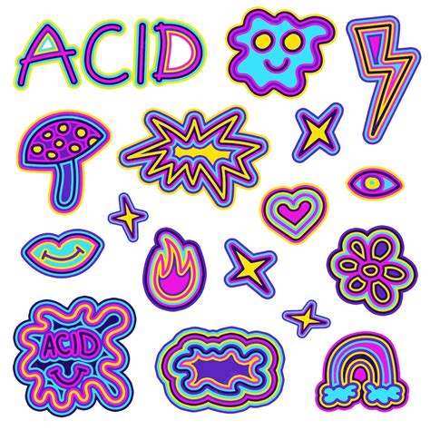 Premium Vector Acid Rave Smile Set Acid Smile And Psychedelic Sticker