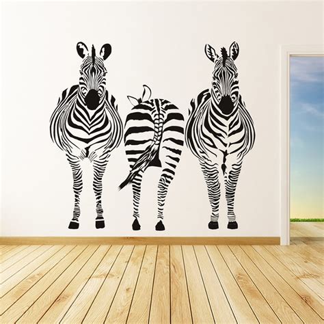 Group Zebra Wall Sticker Safari Animals Wall Decal Kitchen Kids Home Decor