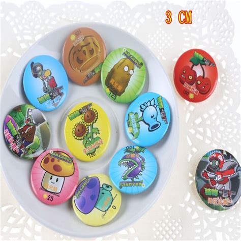 40pcs Plants Vs Zombbies Badges Buttons Pins Round Brooch Badgebags