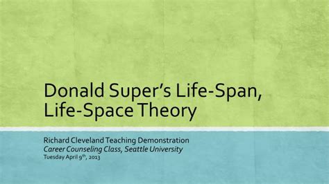 Ppt Donald Supers Life Span Life Space Theory Powerpoint
