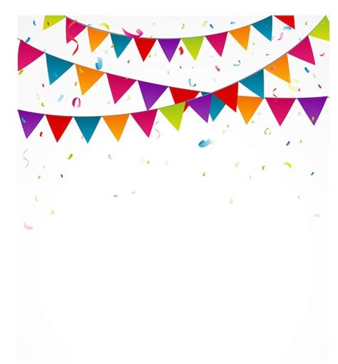 Premium Vector Celebration With Party Flags And Confetti