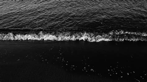 Wallpaper Waves Bw Surf Foam Sand Dark Water Sea Hd