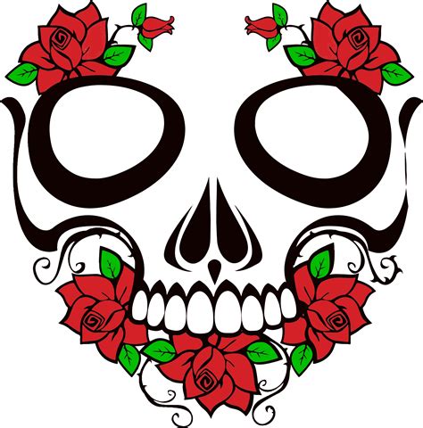 Clipart - Skull And Roses