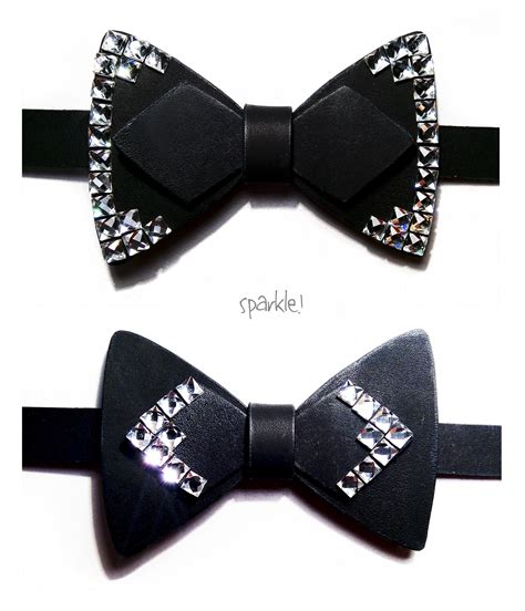 Bow Tie With Rhinestones Black Bow Tie Bowtie Etsy