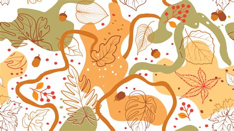 Autumn Leaves Seamless Pattern Season Floral Wallpaper Fall Leaf