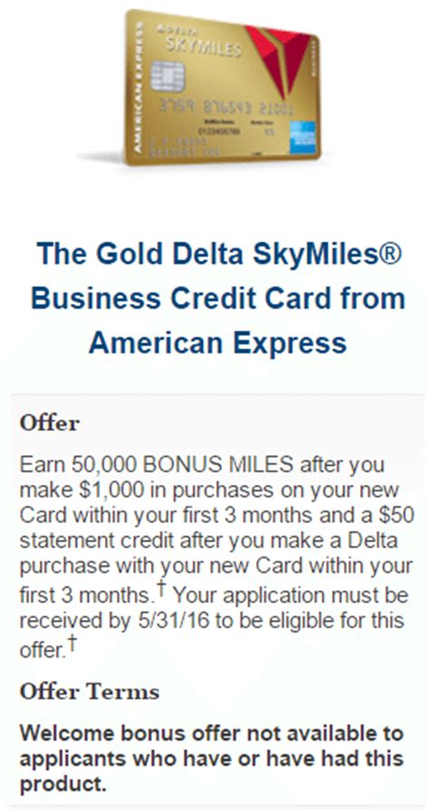 Amex delta gold business card vs amex delta platinum business card. Gold Delta SkyMiles Business Credit Card from American Express 50,000 Miles + $50 Statement ...