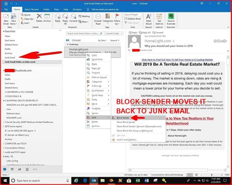 Why Does Clicking Block Sender In Outlook 2016 Move The Email Back