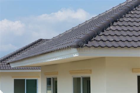 Black Roof Tiles On House Stock Photo Image Of Exterior 49004188