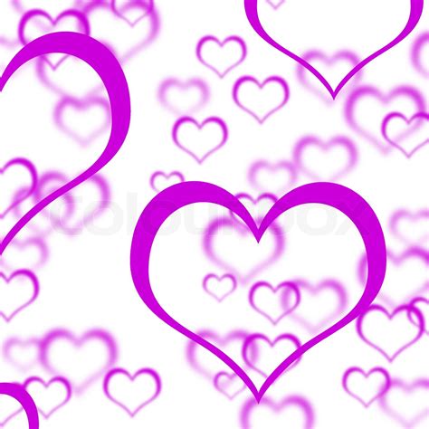 Lila Herzen Hintergrund Zeigen Liebe Romantik Und Valentinstag Stock