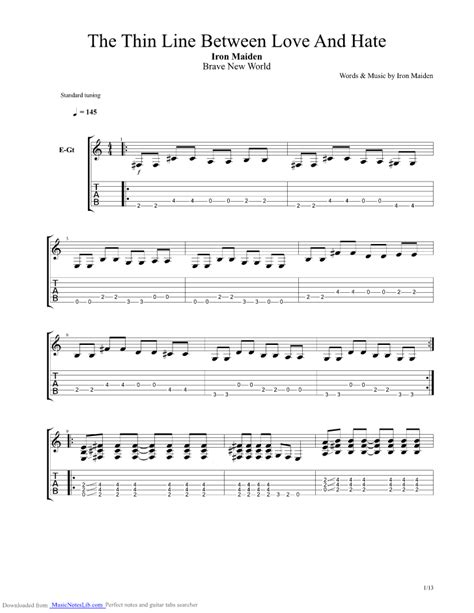 The Thin Line Between Love And Hate Guitar Pro Tab By Iron Maiden