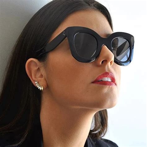 Califit Oversized Cat Eye Sunglasses Women Black Square Style Sun Glasses For Women Brand