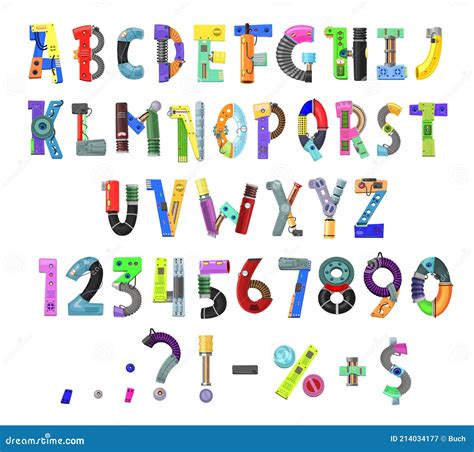 Kids Robot Alphabet Font Or Type Vector Letters Stock Vector