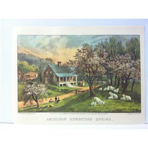 Vintage Currier And Ives Color Print American Homestead Spring Circa