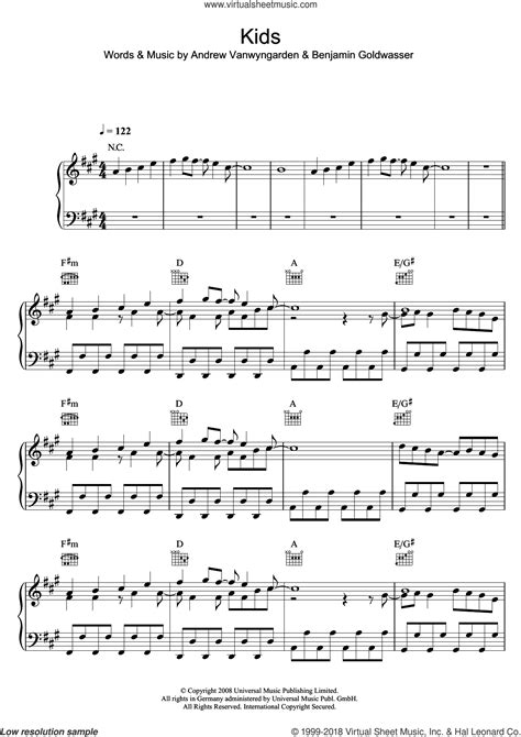 A great source for all kind of guitar related issues. MGMT - Kids sheet music for voice, piano or guitar PDF