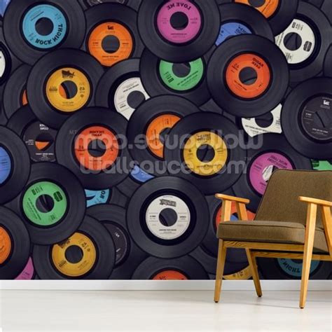 Vinyl Records Wall Mural Wallsauce Ca
