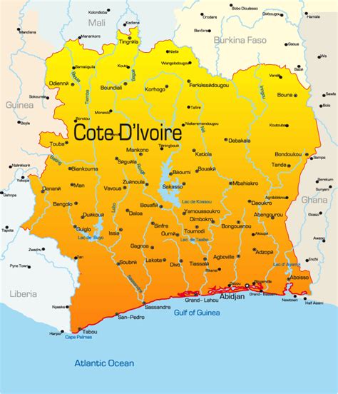 Road Map Of Ivory Coast Ezilon Maps