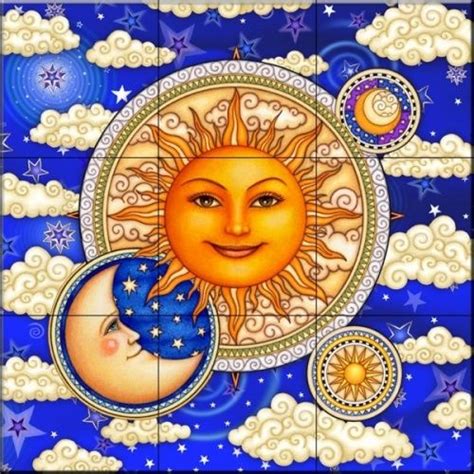 Sol Luna Y Estrellas Bathroom Tile Mural Tile Murals Wall Tile Sun