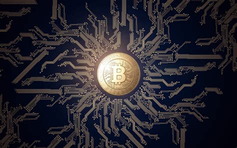 Download Wallpapers Bitcoin Crypto Currency Sign Blue Technological