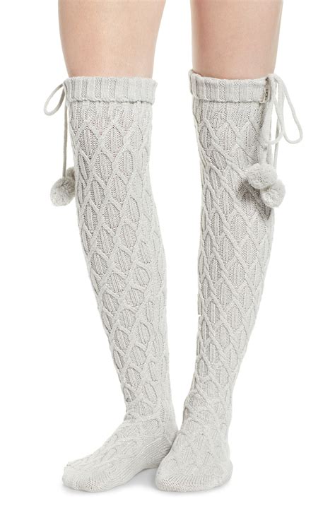 ugg® sparkle cable knit over the knee socks thigh high socks knee high sock suede lace