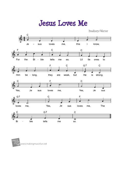 Bradburywarner Jesus Loves Me Sheet Music Printable Pdf Download