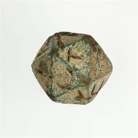 Twenty Sided Die Icosahedron With Faces Inscribed With Greek Letters