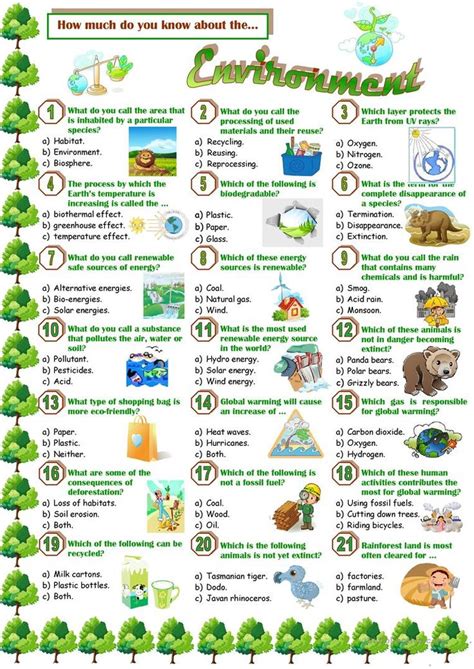 Environment Quiz Worksheet Free Esl Printable Worksheets Made By