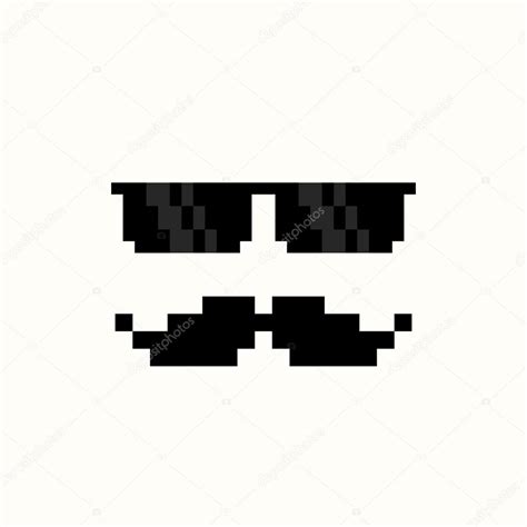 Pixel Art Black Sunglasses And Moustache Isolated On White Background Premium Vector In Adobe