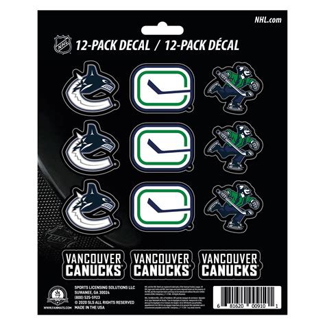 e188938 fan mats vancouver canucks 12 count mini decal sticker pack