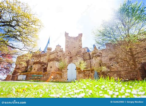 Spring Lawn And Lowenburg Castle Kassel Bergpark Stock Photo Image