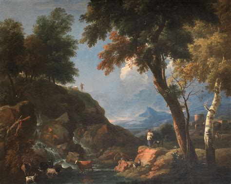 Attributed To Marco Ricci A Wooded River Landscape With Herders And