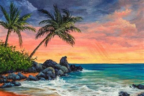 Ini adalah gambar lukisan untuk pemandangan tepi pantai yang amat menyejukkan mata. 55+ Lukisan Pemandangan Senja Di Tepi Pantai