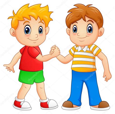 Cartoon Little Boys Shaking Hands — Stock Vector © Dualoro 151814846