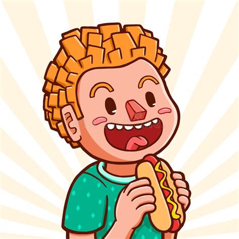 White Boy Eating Hot Dog Stock Vector Illustration Of Child 137339099