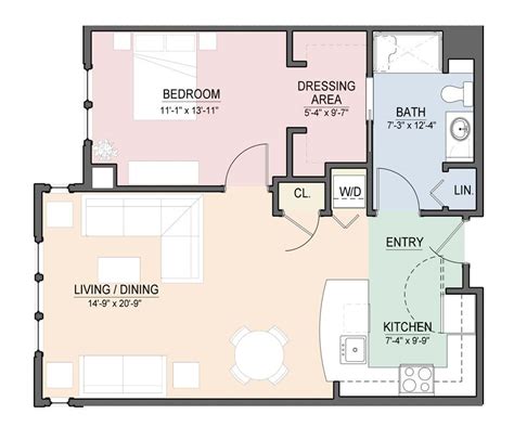 Small 1 Bedroom Apartment Floor Plans Flooring Images