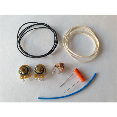 Wiring kit for fender precision bass®. P-bass custom wiring kit brass CTS pots orange drop wire Jack