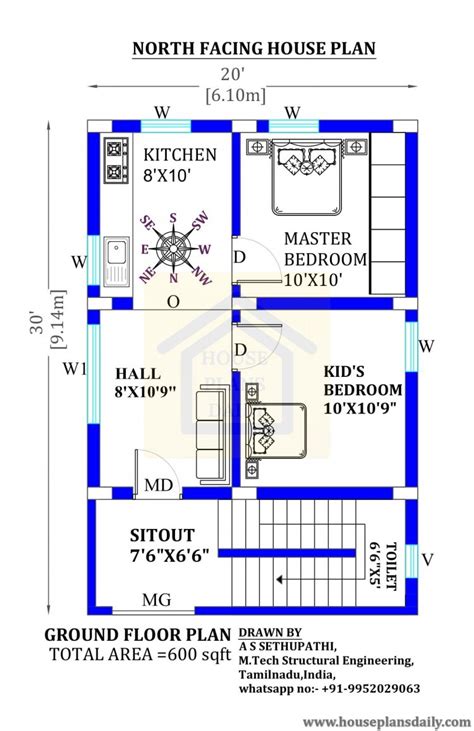 20x30 Best North Facing House Plan With Vastu House Plan And Designs