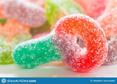 Macro Of Colorful Sugar Coated Chewy Gummy Candy Stock Image Image Of