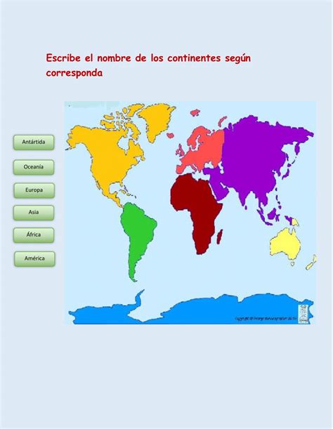 Actividad Online De Los Continentes Para Tercer De Primaria