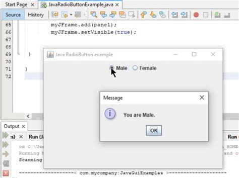 Java Jradiobutton With Actionlistener Example Using Netbeans
