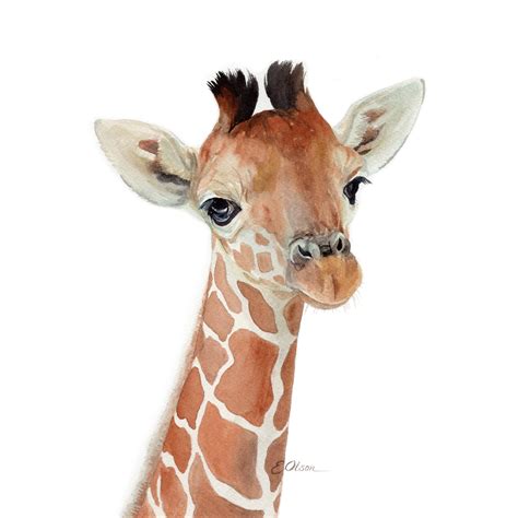 Giraffe Art T Baby Giraffe Art Print Watercolor Giraffe Etsy