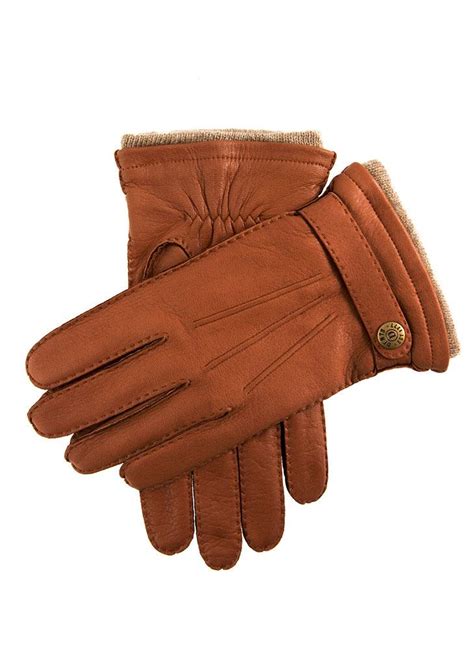Gloucester Mens Cashmere Lined Deerskin Leather Gloves Dents