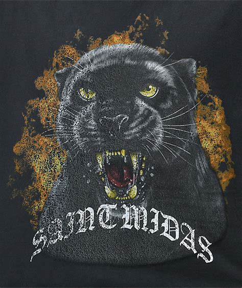 Saint Midas Panther Vintage Dye Black T Shirt